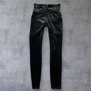 Spanx Black Velvet High Rise Leggings Womens M Shaping Comfort Whimsy Goth
